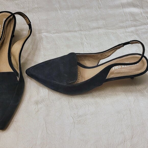 KENNETH COLE Dark Blue Gray Suede Kitten Heel Slingback Pumps Size 8.5 - Picture 2 of 5